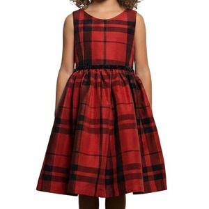 Cat Jack Girls Red Black Plaid Sleeveless Holiday Dress Sparkle Belt
